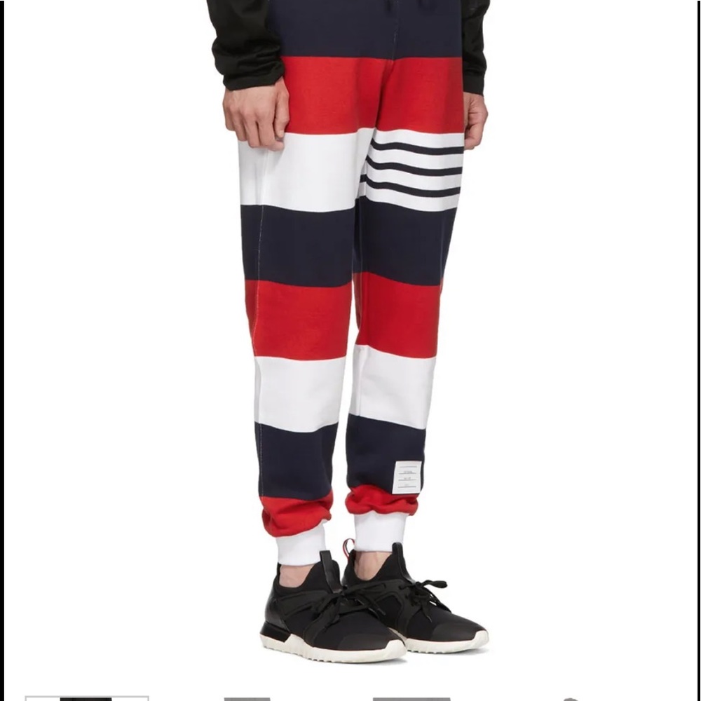 THOM BROWNE Red/White Rugby Stripe Pants Size M